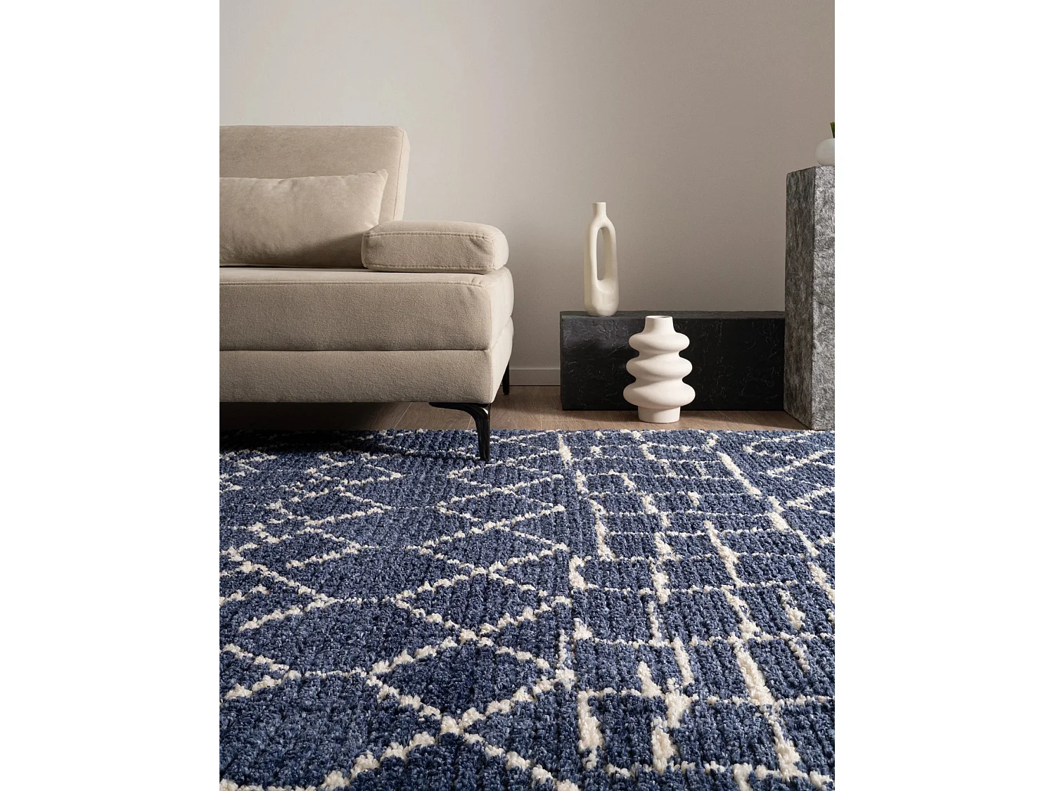 Hoogpolig tapijt 185x125 Blauw Frauenfeld Diamond