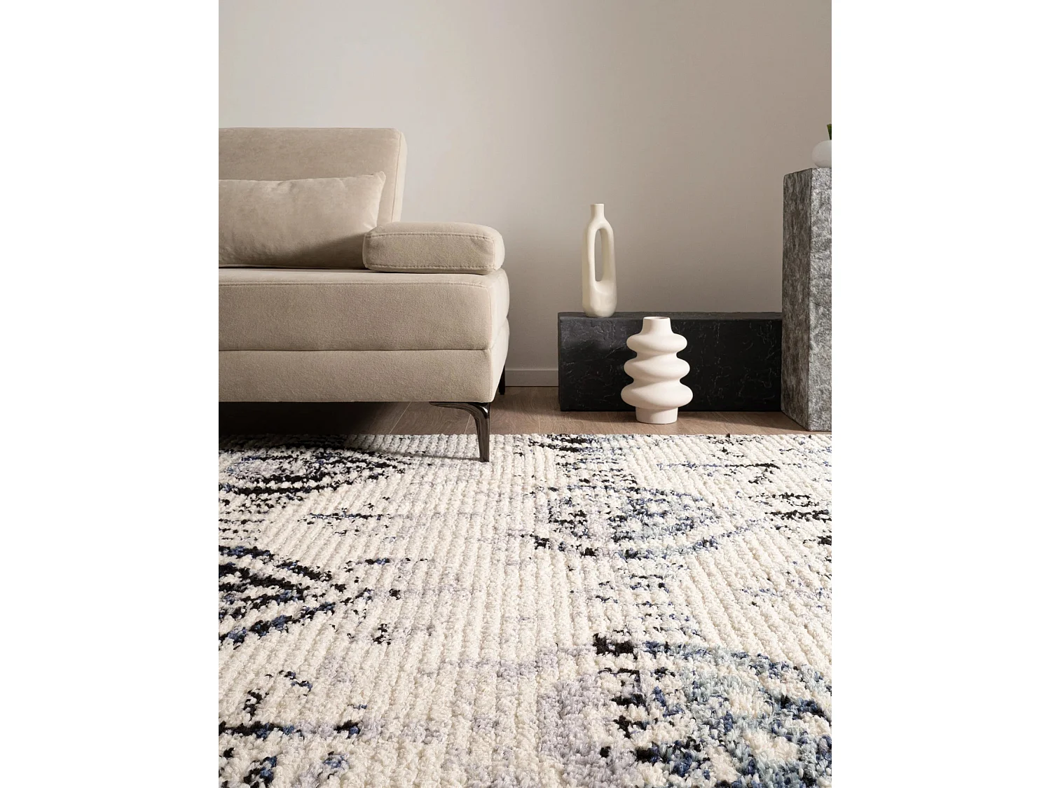 Hoogpolig tapijt 185x125 Beige Frauenfeld Moana