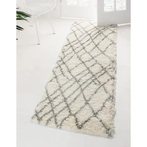 Hoogpolig tapijt 183×61 Crème wit Lachen Fence