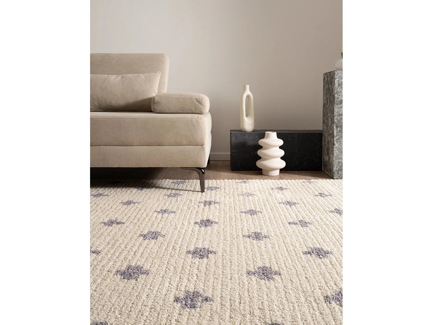 Hoogpolig tapijt 185x125 Beige Frauenfeld Rood