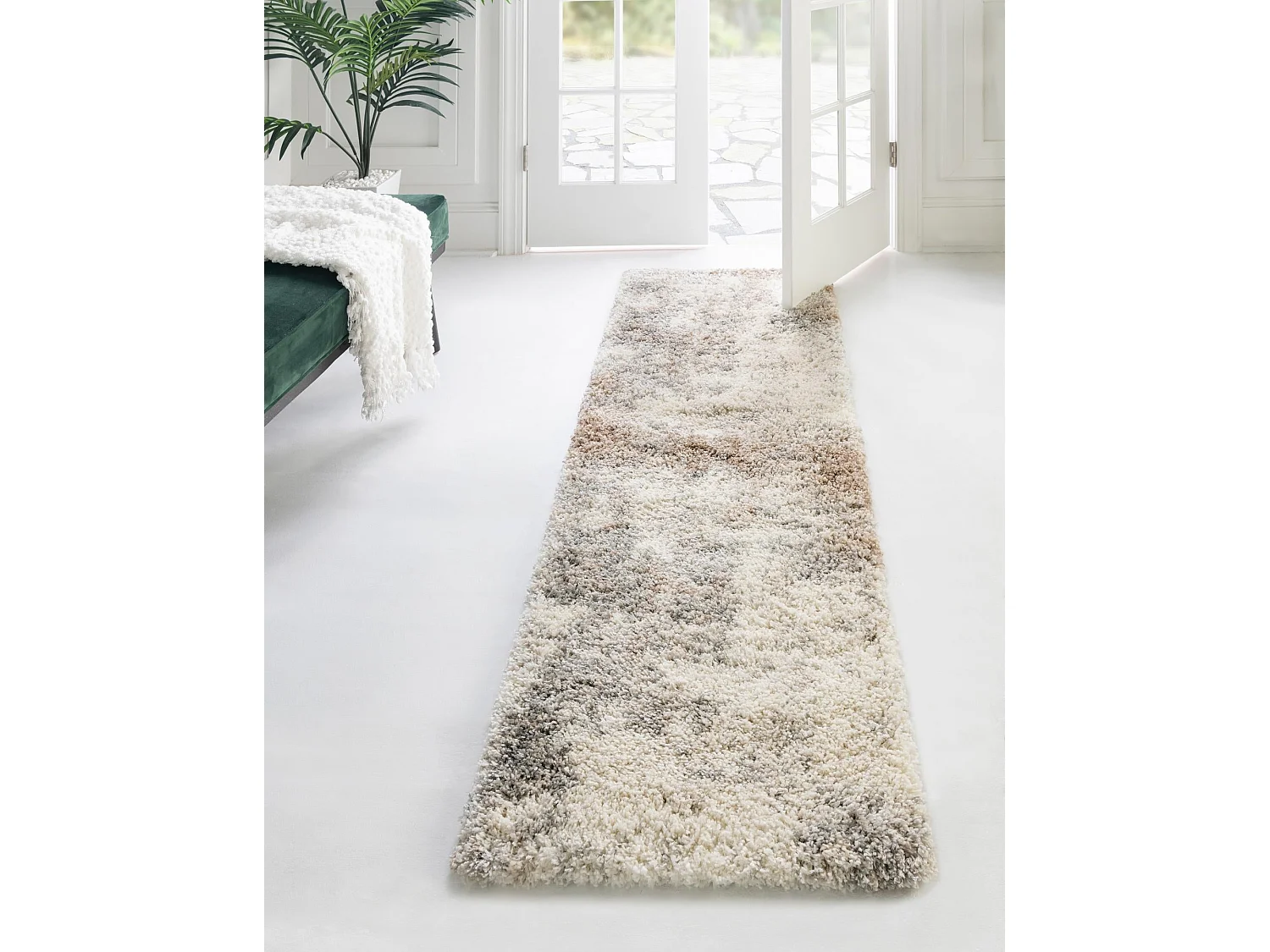Hoogpolig tapijt 305x80 Beige - Bruin Lachen Haze