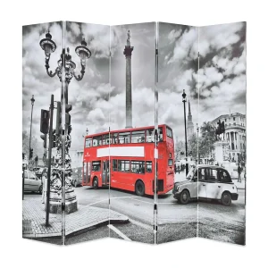 Kamerscherm inklapbaar Londen bus 200×170 cm zwart en wit Kamerscherm inklapbaar Londen bus 200×170 cm zwart en wit