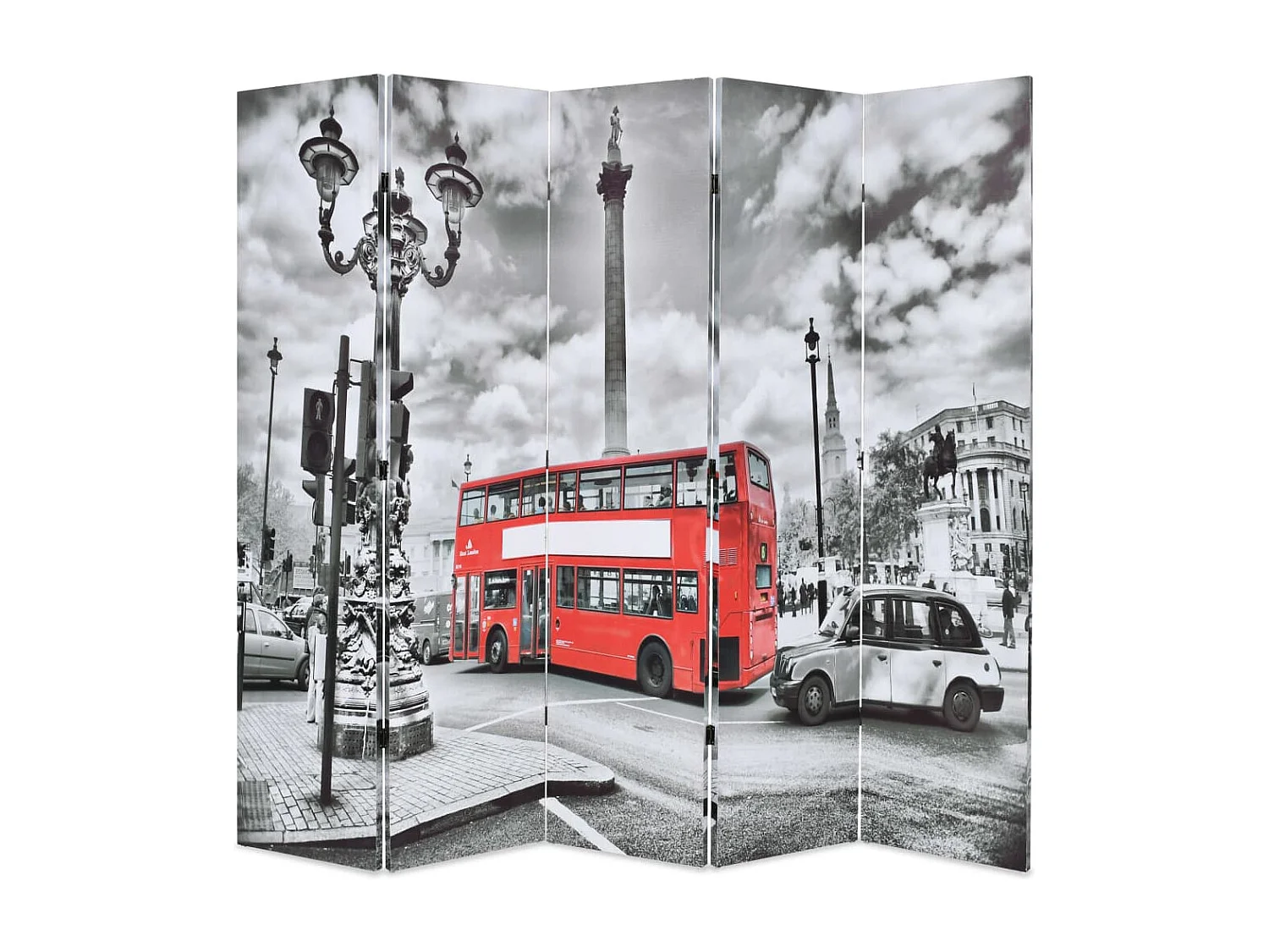 Kamerscherm inklapbaar Londen bus 200x170 cm zwart en wit