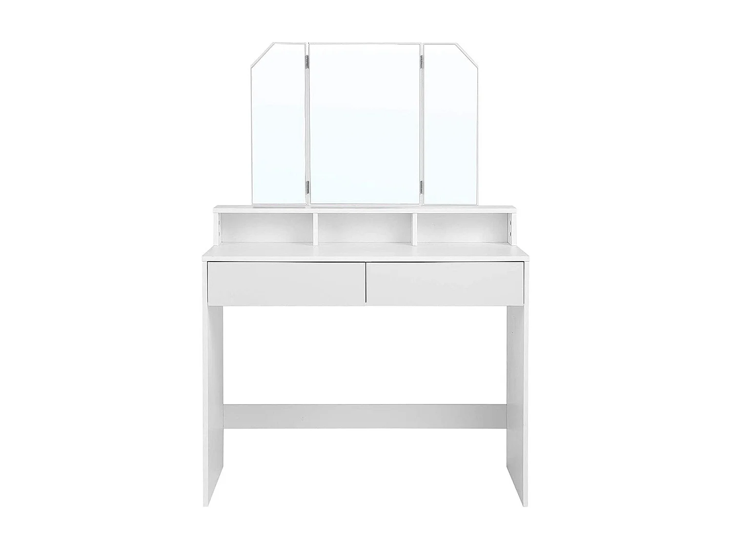 Kaptafel Wit met 3-Delige Spiegel en 2 Lades - L100 cm