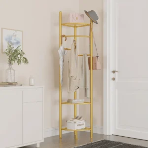 Kapstok op hoekpoten, kledingrek met plank, hal garderobe 44,5x174cm Kapstok op hoekpoten, kledingrek met plank, hal garderobe 44,5x174cm