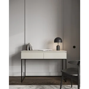 Kaptafel met lades – greige – met zwarte poten – BEMMI Kaptafel met lades – greige – met zwarte poten – BEMMI