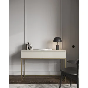 Kaptafel met lades – greige – met gouden poten – BEMMI Kaptafel met lades – greige – met gouden poten – BEMMI
