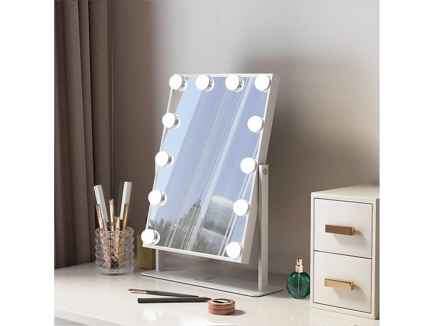 Hollywood make-up spiegel met muurmontage en verlichting 30x41cm
