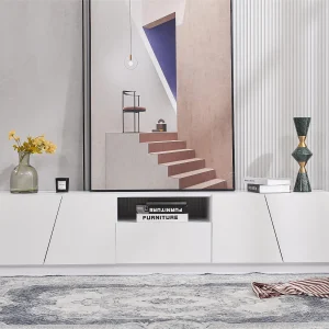 Scandinavisch tv-meubel 170cm in MDF – 2 deuren + 1 lade + 1 vak – eigentijdse stijl – Wit