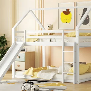 Kajuitstapelbed met glijbaan en ladder – 140x200cm – frame massief grenen – Wit Kajuitstapelbed met glijbaan en ladder – 140x200cm – frame massief grenen – Wit