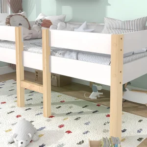 Hoogslaper met beugels – massief grenenhout – 90×190 cm – Wit Hoogslaper met beugels – massief grenenhout – 90×190 cm – Wit