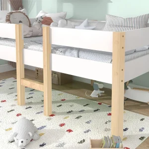 Hoogslaper met beugels – massief grenenhout – 90×200 cm – Wit Hoogslaper met beugels – massief grenenhout – 90×200 cm – Wit