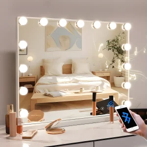 Hollywood make-up spiegel, muuraanplant, met verlichting, grootte 58x46cm – Bluetooth Hollywood make-up spiegel, muuraanplant, met verlichting, grootte 58x46cm – Bluetooth
