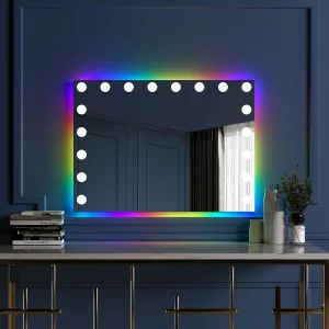 Hollywood make-up spiegel muurmonteren met licht 80x58cm – RGB LED-strook Hollywood make-up spiegel muurmonteren met licht 80x58cm – RGB LED-strook