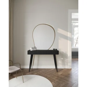 Kaptafel met 2 lades en gecanneleerde fronten – 113 cm – zwart – OVARLO