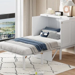 Houten opklapbed 90×200 cm – met lattenbodem – Wit Houten opklapbed 90×200 cm – met lattenbodem – Wit