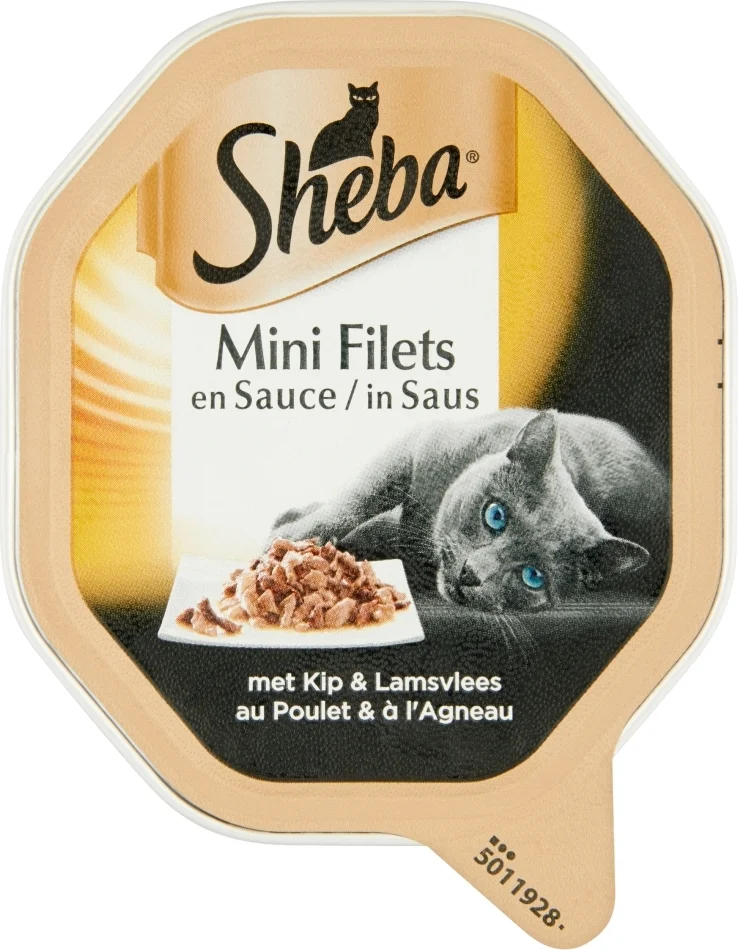 Sheba natvoer Mini Filets adult kip met lam in saus 85 g
