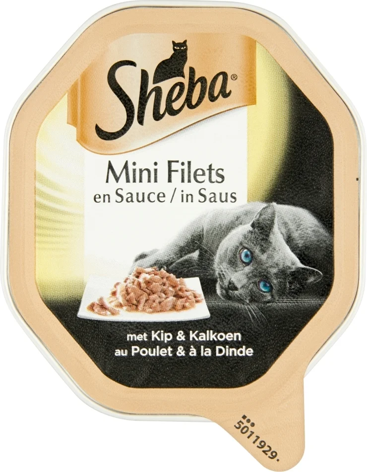 Sheba natvoer Mini Filets adult kip met kalkoen in saus 85 g