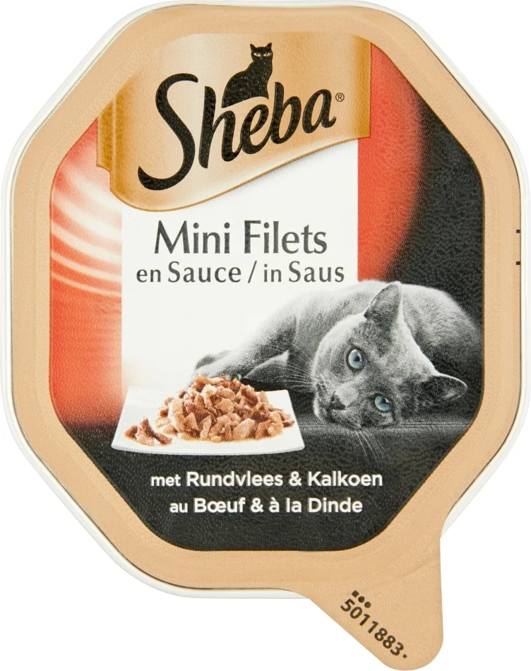 Sheba natvoer Mini Filets adult rund met kalkoen in saus 85 g