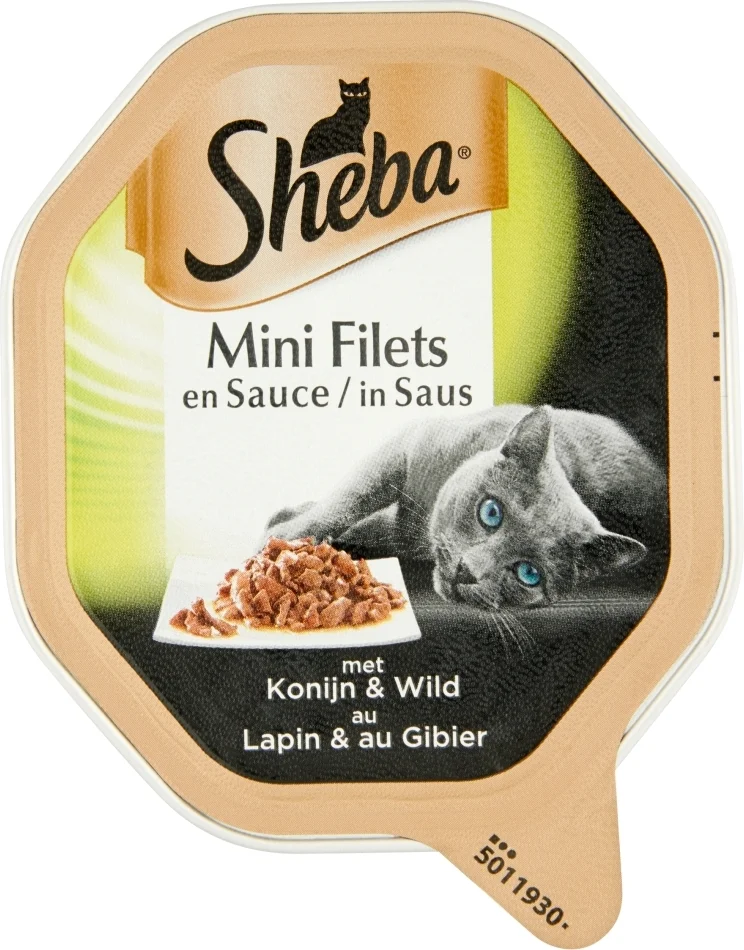 Sheba natvoer Mini Filets adult konijn met wild in saus 85 g