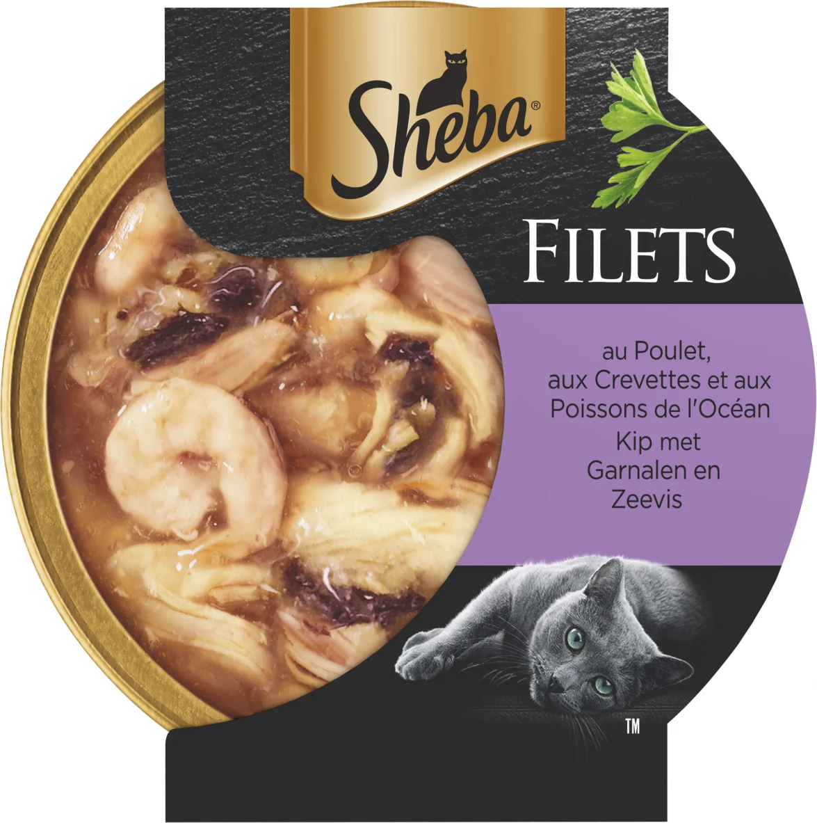 Sheba natvoer Filets adult kip met garnalen en zeevis in saus 60 g