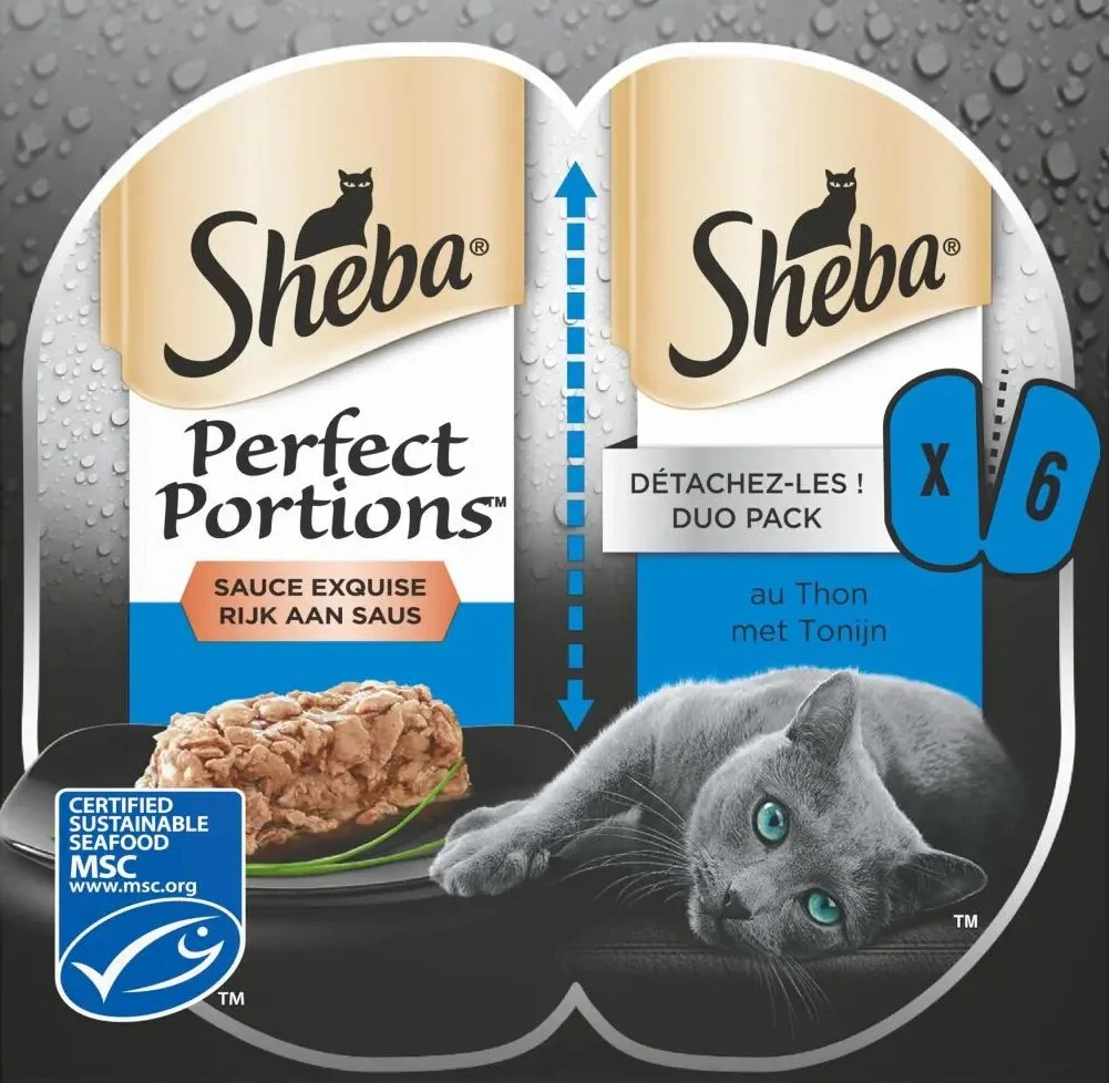 Sheba natvoer Perfect Portions adult tonijn in saus 37,5 g 6 stuks