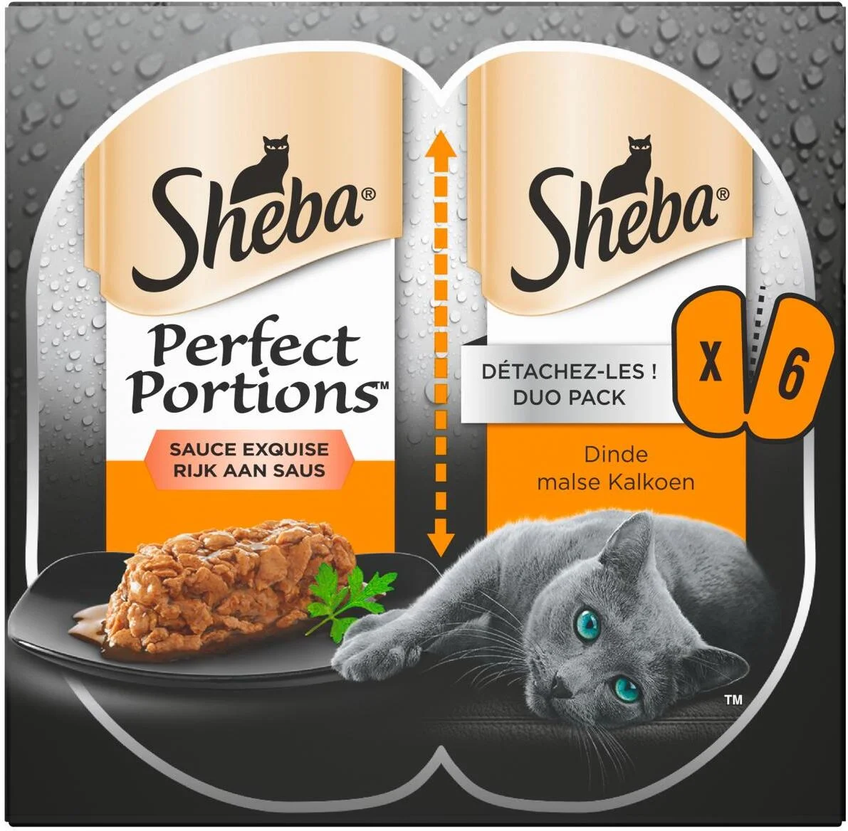 Sheba natvoer Perfect Portions adult kalkoen in saus 37,5 g 6 stuks