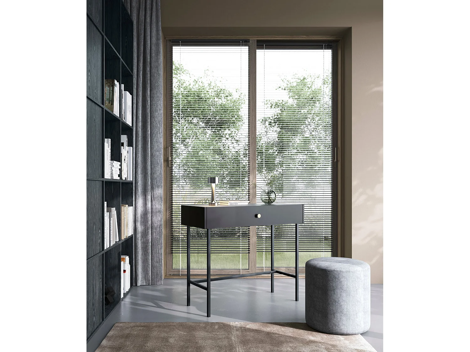 Kaptafel - met lade - 93 cm - zwart - DIVENOS