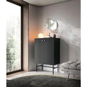 Hoge dressoir met 2 deuren – 93 cm – zwart – DIVENOS