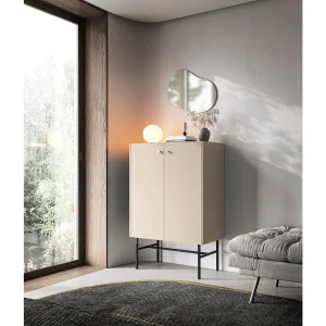 Hoge dressoir met 2 deuren – 93 cm – greige – DIVENOS