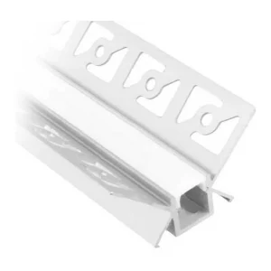 Kit profilé d'angle à niveler sur plaque de plâtre 2m avec revêtement satiné et 2 capuchons Kit profilé d'angle à niveler sur plaque de plâtre 2m avec revêtement satiné et 2 capuchons