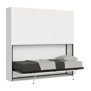 Horizontaal Kando eenpersoons opklapbed met matras samenstelling D eiken wit Horizontaal Kando eenpersoons opklapbed met matras samenstelling D eiken wit