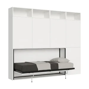 Horizontaal Kando eenpersoons opklapbed met matras samenstelling B eiken wit Horizontaal Kando eenpersoons opklapbed met matras samenstelling B eiken wit