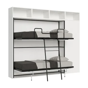 Horizontaal Kando tweepersoons opklapbed met matrassen samenstelling I eiken wit Horizontaal Kando tweepersoons opklapbed met matrassen samenstelling I eiken wit