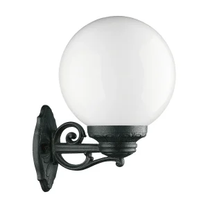 INDURA GLOBO wandlamp klassieke stijl – H 30 cm x breedte 30 cm x bol ø25 cm – E27 70W – opaal bol – hars – IP55 – zwart INDURA GLOBO wandlamp klassieke stijl – H 30 cm x breedte 30 cm x bol ø25 cm – E27 70W – opaal bol – hars – IP55 – zwart