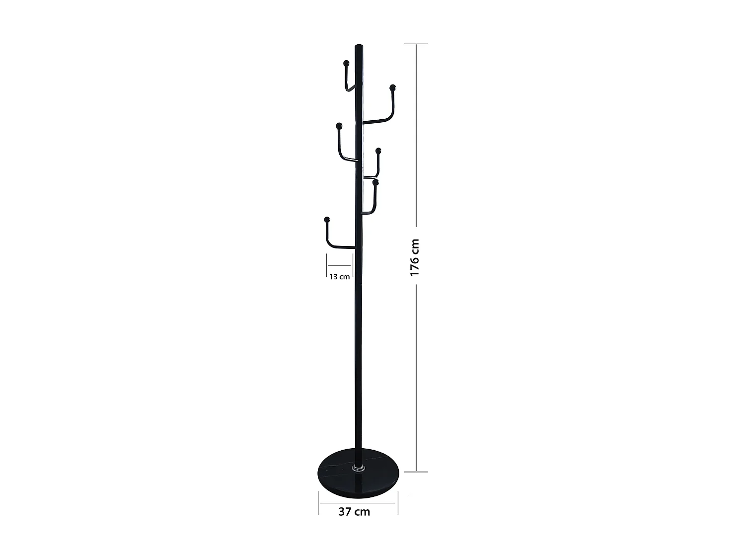 Kapstok Furnilux - Metaal Zwart 37x176 cm - Marmeren Voet