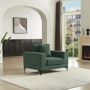Fauteuil 1 plaats in groene textuurstof JAMOLO