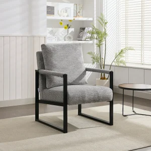 Fauteuil van grijze stof met textuur met eigentijdse stijl ISPORI