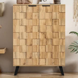 Hoog dressoir – met 5 vakken en 2 deuren – Naturel Hoog dressoir – met 5 vakken en 2 deuren – Naturel