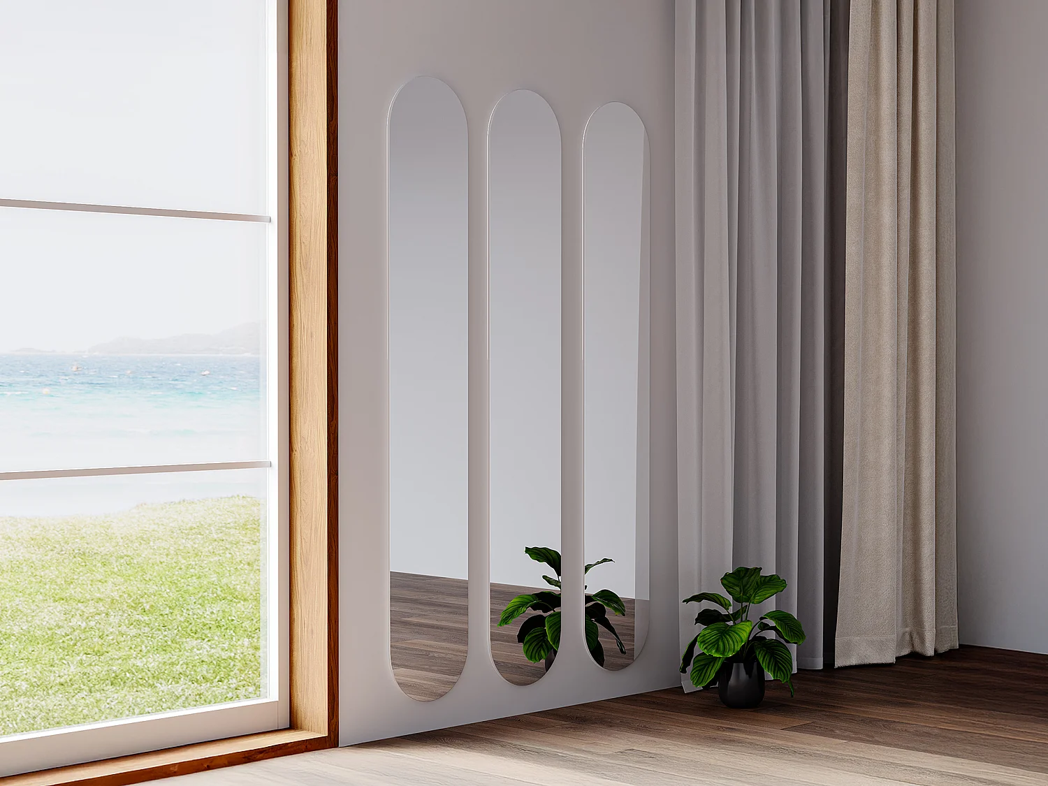 Set van 3 ovale wandspiegels - L30 x H175 cm - KANXI