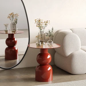 Bijzettafeltje van metaal – Kleur: terracotta – JASMIA