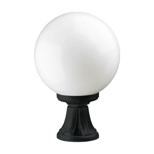 INDURA GLOBO Außenleuchte im klassischen Stil – H. 45 cm x T. ø30 cm – E27 70 W – Opalkugel – Harz – IP55 – Schwarz INDURA GLOBO Außenleuchte im klassischen Stil – H. 45 cm x T. ø30 cm – E27 70 W – Opalkugel – Harz – IP55 – Schwarz