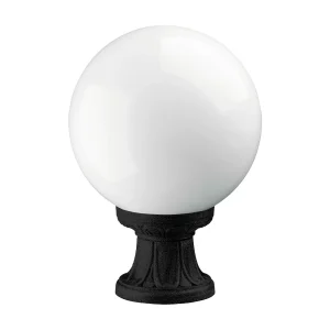 INDURA GLOBO Außenleuchte im klassischen Stil – H. 35 cm x T. ø25 cm – E27 70 W – Opalkugel – Harz – IP55 – Schwarz INDURA GLOBO Außenleuchte im klassischen Stil – H. 35 cm x T. ø25 cm – E27 70 W – Opalkugel – Harz – IP55 – Schwarz