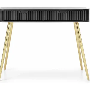 Kaptafel met 2 lades en gelamineerde fronten – 110 cm – zwart met zwarte poten – ZOVA