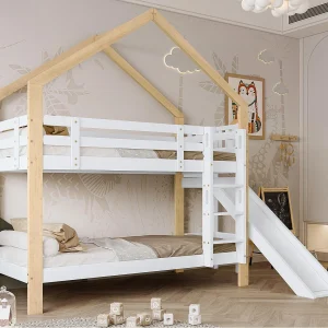 Stapelbed met glijbaan en ladder – massief houten frame – 90×200 cm – Wit Stapelbed met glijbaan en ladder – massief houten frame – 90×200 cm – Wit