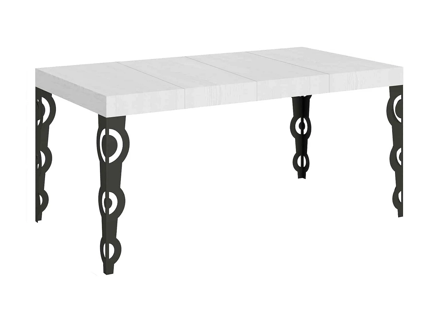 Karamay Premium uitschuifbare tafel 140/400x90 cm wit essen antraciet poten