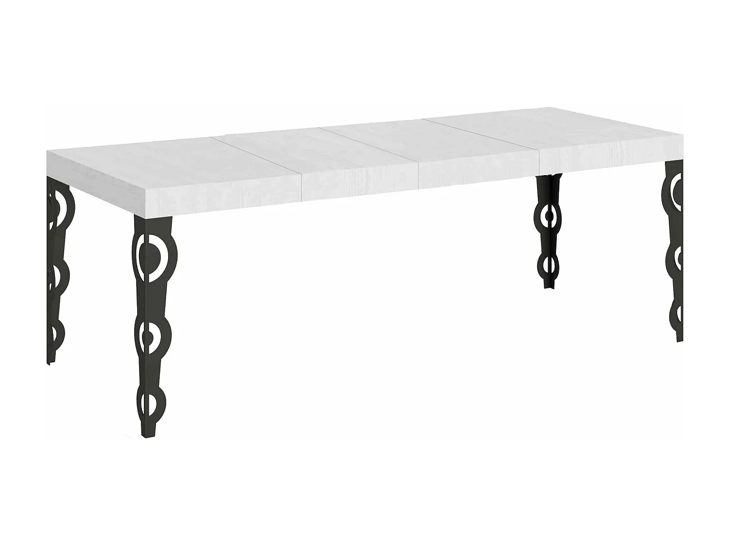 Karamay Premium uitschuifbare tafel 200/460x90 cm wit essen antraciet poten