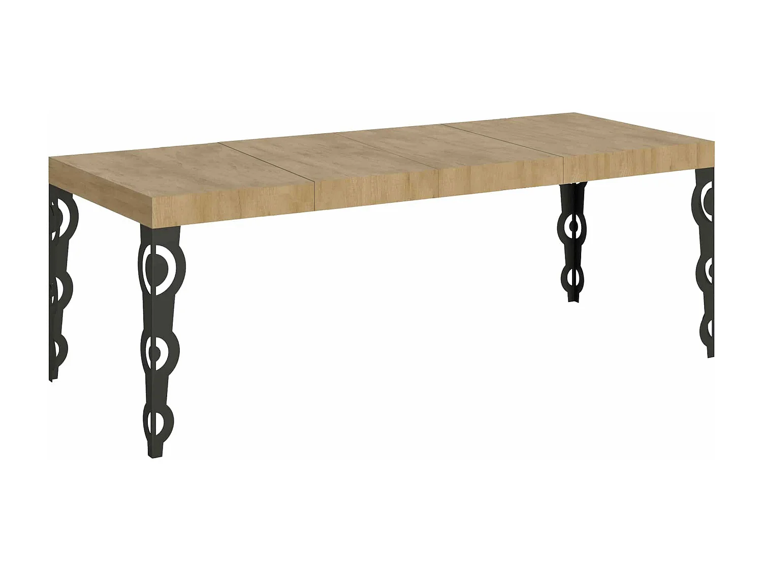 Karamay Premium uitschuifbare tafel 200/460x90 cm naturel eiken antraciet poten