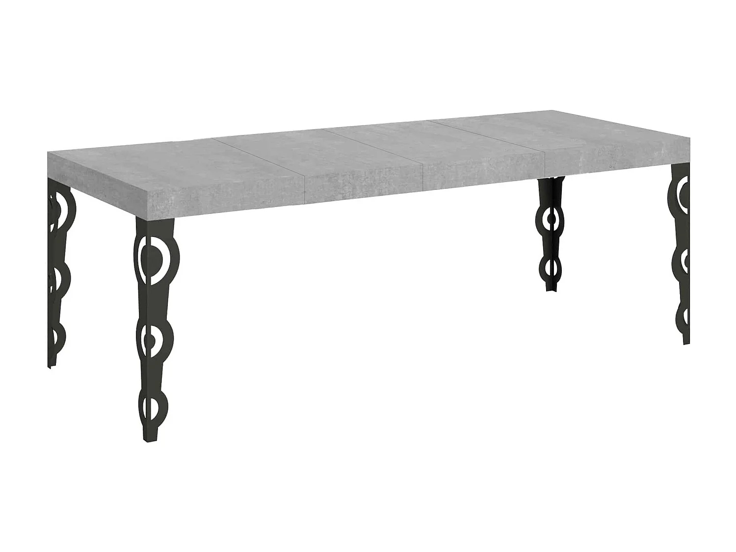 Karamay Premium uitschuifbare tafel 180/440x90 cm beton antraciet poten