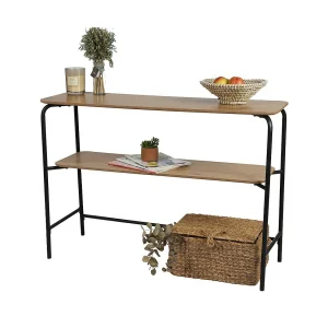 Console in industriële stijl uit de PAGNOL-collectie. Kleur licht eiken, robuuste structuur in zwart metaal.